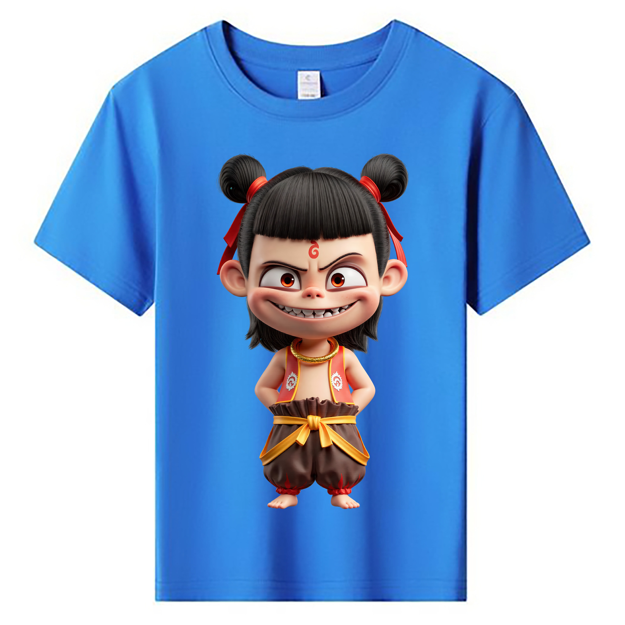 （画像用） Ne Zha 2 ナタ 魔童の大暴れ 綿100％キッズTシャツ（フロントプリント）